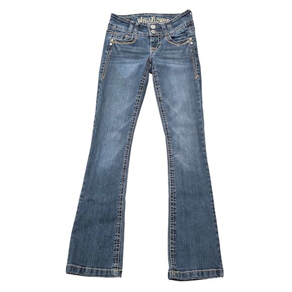 Wallflower Dark Washed Blue Denim Luscious Curvy Bootcut Jeans - Picture 1 of 6